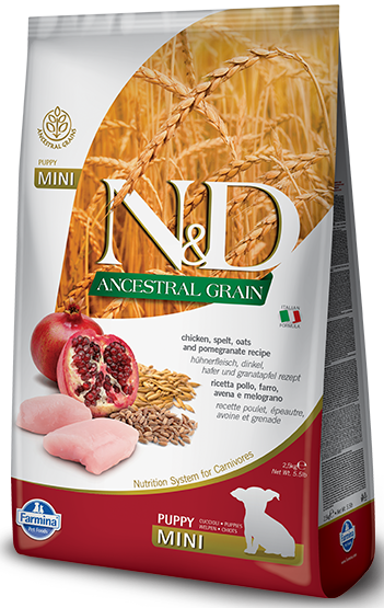 Farmina N&D Ancestral Grain Canine POULET & POMEGRANAT PUPPY MINI 2,5kg 3 Farmina N&D Ancestral Grain Canine POULET & POMEGRANAT PUPPY MINI 2,5kg
