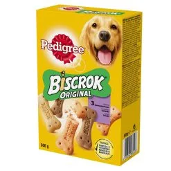 Pedigree Biscrok Biscuits Pour Chiens Adultes Sous Forme D'os Avec De L'agneau, Du Poulet Et Du Bœuf 500g X2
